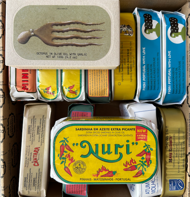 Portugal has a national sardine shop with all kinds of delicious tins of seafood